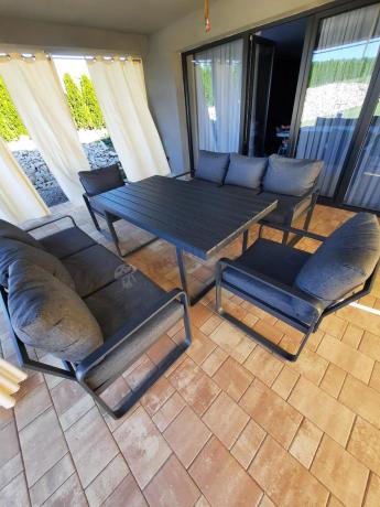 Komplet mebli tarasowych dla 8 osób - 2 sofy, 2 fotele i wysoki stół 160cm - Panaon Grande DG