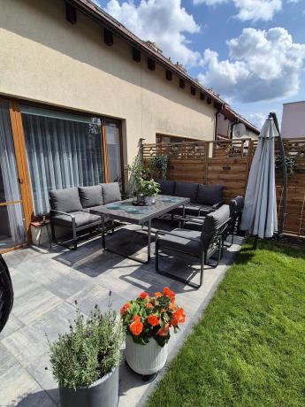 Komplet mebli tarasowych dla 8 osób - 2 sofy, 2 fotele i wysoki stół 160cm - Panaon Grande DG