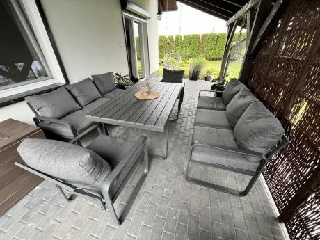 Komplet mebli tarasowych dla 8 osób - 2 sofy, 2 fotele i wysoki stół 160cm - Panaon Grande DG