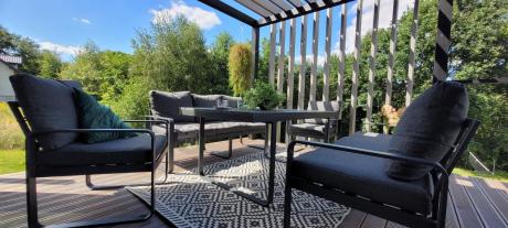 Komplet mebli tarasowych dla 8 osób - 2 sofy, 2 fotele i wysoki stół 160cm - Panaon Grande DG