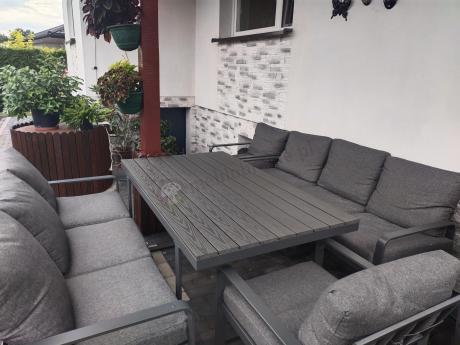 Komplet mebli tarasowych dla 8 osób - 2 sofy, 2 fotele i wysoki stół 160cm - Panaon Grande DG
