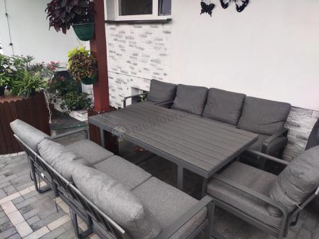 Komplet mebli tarasowych dla 8 osób - 2 sofy, 2 fotele i wysoki stół 160cm - Panaon Grande DG