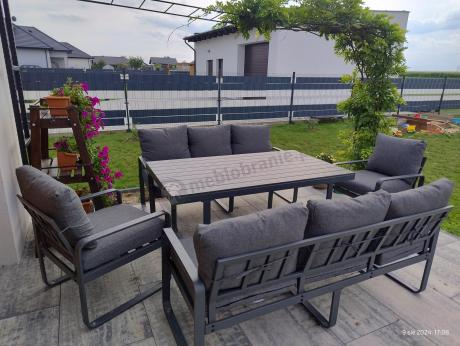 Komplet mebli tarasowych dla 8 osób - 2 sofy, 2 fotele i wysoki stół 160cm - Panaon Grande DG