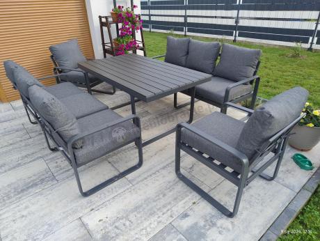 Komplet mebli tarasowych dla 8 osób - 2 sofy, 2 fotele i wysoki stół 160cm - Panaon Grande DG