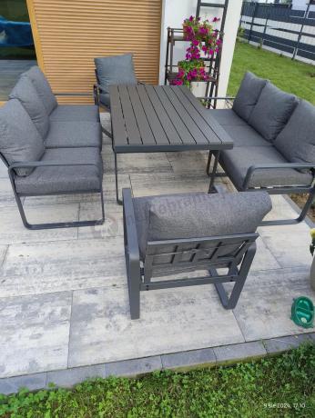 Komplet mebli tarasowych dla 8 osób - 2 sofy, 2 fotele i wysoki stół 160cm - Panaon Grande DG