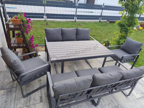 Komplet mebli tarasowych dla 8 osób - 2 sofy, 2 fotele i wysoki stół 160cm - Panaon Grande DG