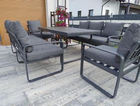 Komplet mebli tarasowych dla 8 osób - 2 sofy, 2 fotele i wysoki stół 160cm - Panaon Grande DG