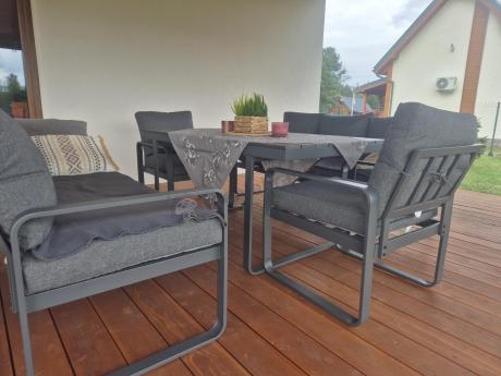 Komplet mebli tarasowych dla 8 osób - 2 sofy, 2 fotele i wysoki stół 160cm - Panaon Grande DG