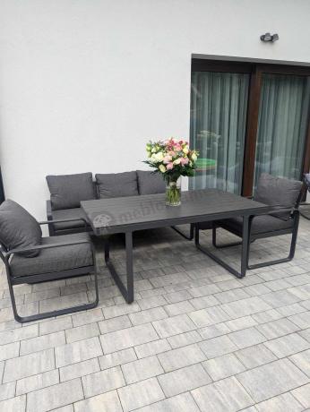 Komplet mebli tarasowych dla 8 osób - 2 sofy, 2 fotele i wysoki stół 160cm - Panaon Grande DG