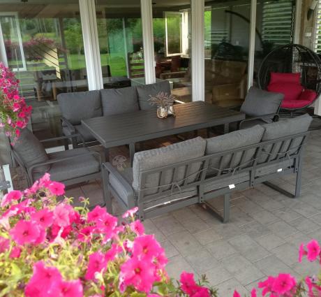 Komplet mebli tarasowych dla 8 osób - 2 sofy, 2 fotele i wysoki stół 160cm - Panaon Grande DG