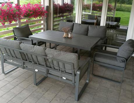 Komplet mebli tarasowych dla 8 osób - 2 sofy, 2 fotele i wysoki stół 160cm - Panaon Grande DG