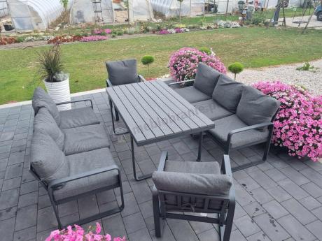 Komplet mebli tarasowych dla 8 osób - 2 sofy, 2 fotele i wysoki stół 160cm - Panaon Grande DG