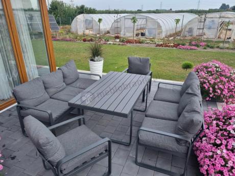 Komplet mebli tarasowych dla 8 osób - 2 sofy, 2 fotele i wysoki stół 160cm - Panaon Grande DG