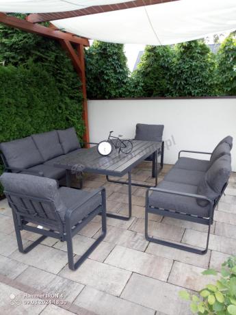 Komplet mebli tarasowych dla 8 osób - 2 sofy, 2 fotele i wysoki stół 160cm - Panaon Grande DG