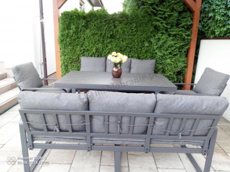 Komplet mebli tarasowych dla 8 osób - 2 sofy, 2 fotele i wysoki stół 160cm - Panaon Grande DG