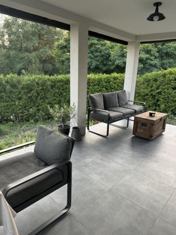 Komplet mebli tarasowych dla 8 osób - 2 sofy, 2 fotele i wysoki stół 160cm - Panaon Grande DG