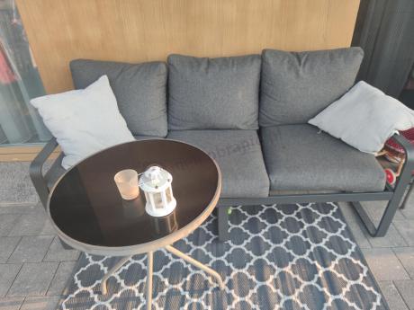 Komplet mebli tarasowych dla 8 osób - 2 sofy, 2 fotele i wysoki stół 160cm - Panaon Grande DG