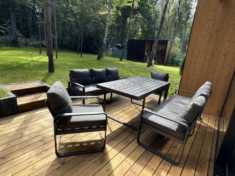 Komplet mebli tarasowych dla 8 osób - 2 sofy, 2 fotele i wysoki stół 160cm - Panaon Grande DG