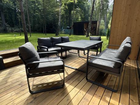 Komplet mebli tarasowych dla 8 osób - 2 sofy, 2 fotele i wysoki stół 160cm - Panaon Grande DG