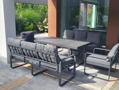 Komplet mebli tarasowych dla 8 osób - 2 sofy, 2 fotele i wysoki stół 160cm - Panaon Grande DG