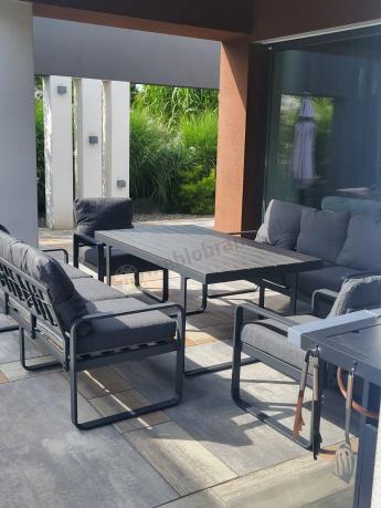 Komplet mebli tarasowych dla 8 osób - 2 sofy, 2 fotele i wysoki stół 160cm - Panaon Grande DG