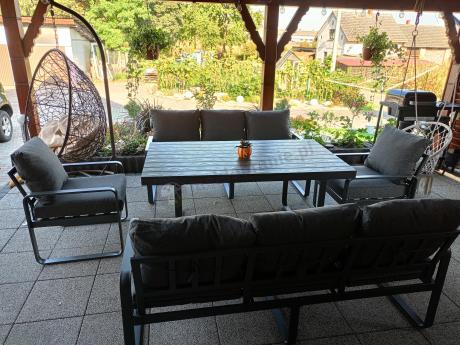 Komplet mebli tarasowych dla 8 osób - 2 sofy, 2 fotele i wysoki stół 160cm - Panaon Grande DG