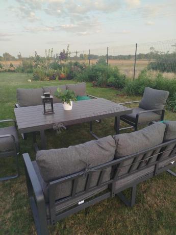 Komplet mebli tarasowych dla 8 osób - 2 sofy, 2 fotele i wysoki stół 160cm - Panaon Grande DG