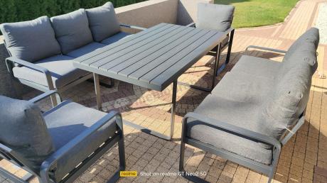 Komplet mebli tarasowych dla 8 osób - 2 sofy, 2 fotele i wysoki stół 160cm - Panaon Grande DG