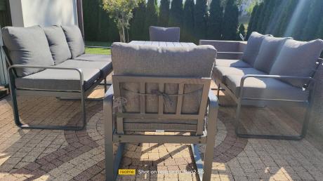 Komplet mebli tarasowych dla 8 osób - 2 sofy, 2 fotele i wysoki stół 160cm - Panaon Grande DG