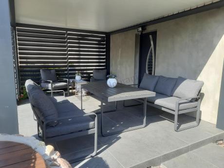 Komplet mebli tarasowych dla 8 osób - 2 sofy, 2 fotele i wysoki stół 160cm - Panaon Grande DG