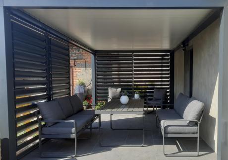 Komplet mebli tarasowych dla 8 osób - 2 sofy, 2 fotele i wysoki stół 160cm - Panaon Grande DG