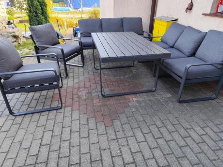 Komplet mebli tarasowych dla 8 osób - 2 sofy, 2 fotele i wysoki stół 160cm - Panaon Grande DG