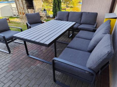 Komplet mebli tarasowych dla 8 osób - 2 sofy, 2 fotele i wysoki stół 160cm - Panaon Grande DG
