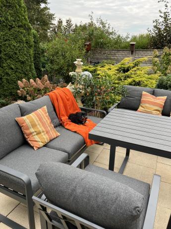 Komplet mebli tarasowych dla 8 osób - 2 sofy, 2 fotele i wysoki stół 160cm - Panaon Grande DG