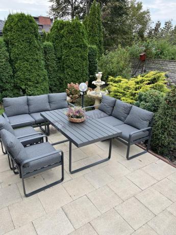 Komplet mebli tarasowych dla 8 osób - 2 sofy, 2 fotele i wysoki stół 160cm - Panaon Grande DG