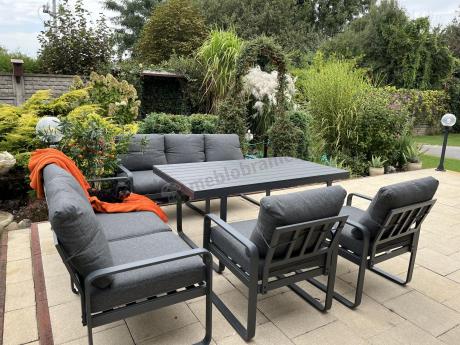 Komplet mebli tarasowych dla 8 osób - 2 sofy, 2 fotele i wysoki stół 160cm - Panaon Grande DG