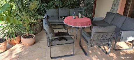 Komplet mebli tarasowych dla 8 osób - 2 sofy, 2 fotele i wysoki stół 160cm - Panaon Grande DG