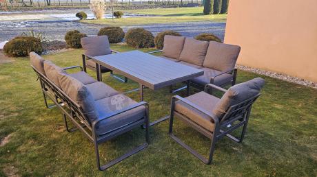 Komplet mebli tarasowych dla 8 osób - 2 sofy, 2 fotele i wysoki stół 160cm - Panaon Grande DG