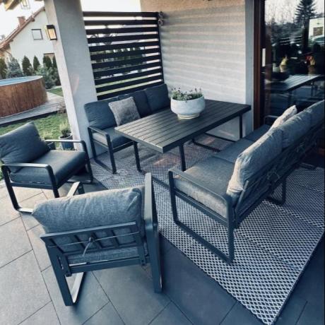 Komplet mebli tarasowych dla 8 osób - 2 sofy, 2 fotele i wysoki stół 160cm - Panaon Grande DG