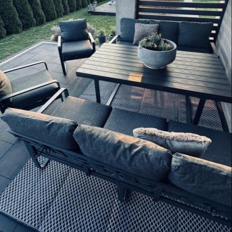 Komplet mebli tarasowych dla 8 osób - 2 sofy, 2 fotele i wysoki stół 160cm - Panaon Grande DG