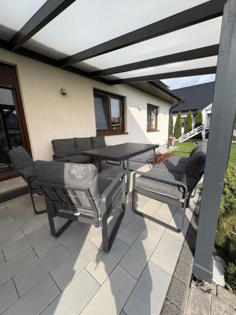 Komplet mebli tarasowych dla 8 osób - 2 sofy, 2 fotele i wysoki stół 160cm - Panaon Grande DG