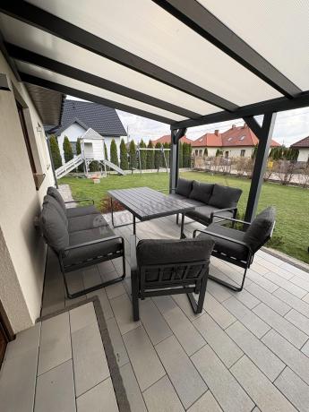 Komplet mebli tarasowych dla 8 osób - 2 sofy, 2 fotele i wysoki stół 160cm - Panaon Grande DG