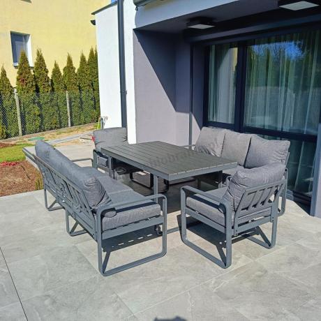 Komplet mebli tarasowych dla 8 osób - 2 sofy, 2 fotele i wysoki stół 160cm - Panaon Grande DG