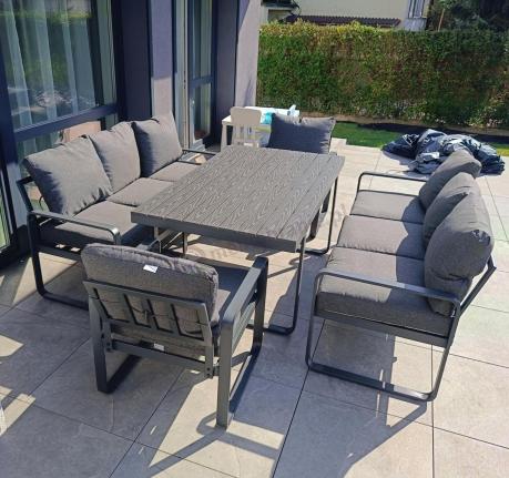 Komplet mebli tarasowych dla 8 osób - 2 sofy, 2 fotele i wysoki stół 160cm - Panaon Grande DG