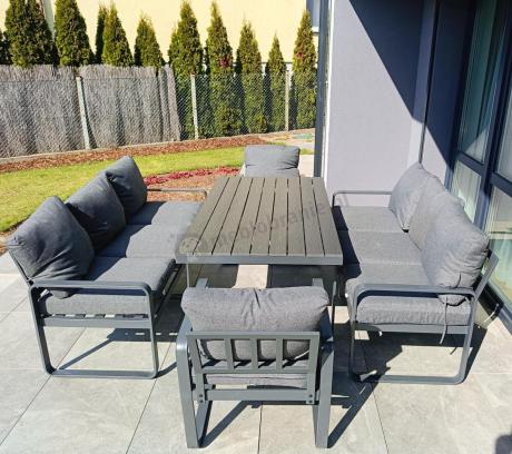Komplet mebli tarasowych dla 8 osób - 2 sofy, 2 fotele i wysoki stół 160cm - Panaon Grande DG