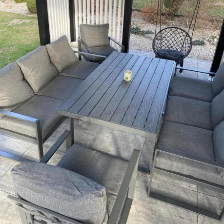 Komplet mebli tarasowych dla 8 osób - 2 sofy, 2 fotele i wysoki stół 160cm - Panaon Grande DG