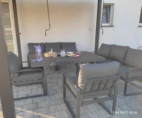 Komplet mebli tarasowych dla 8 osób - 2 sofy, 2 fotele i wysoki stół 160cm - Panaon Grande DG