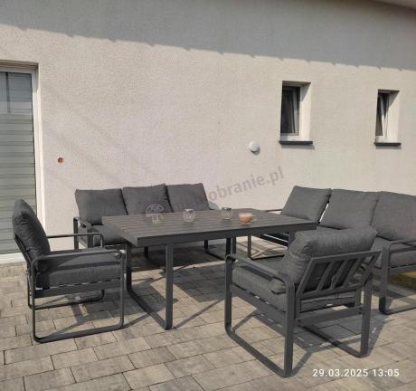 Komplet mebli tarasowych dla 8 osób - 2 sofy, 2 fotele i wysoki stół 160cm - Panaon Grande DG