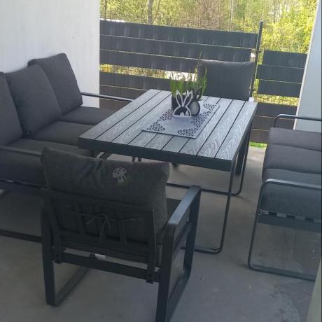 Komplet mebli tarasowych dla 8 osób - 2 sofy, 2 fotele i wysoki stół 160cm - Panaon Grande DG