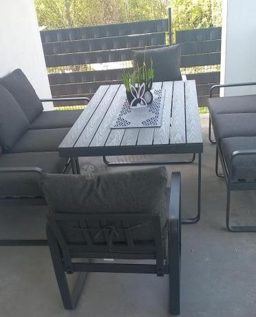 Komplet mebli tarasowych dla 8 osób - 2 sofy, 2 fotele i wysoki stół 160cm - Panaon Grande DG